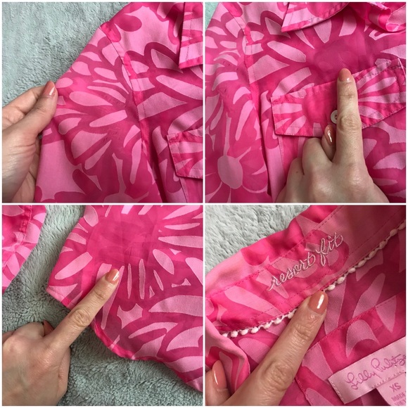 Lilly Pulitzer Eliot Resort Pink Floral Button Top - Picture 7 of 8
